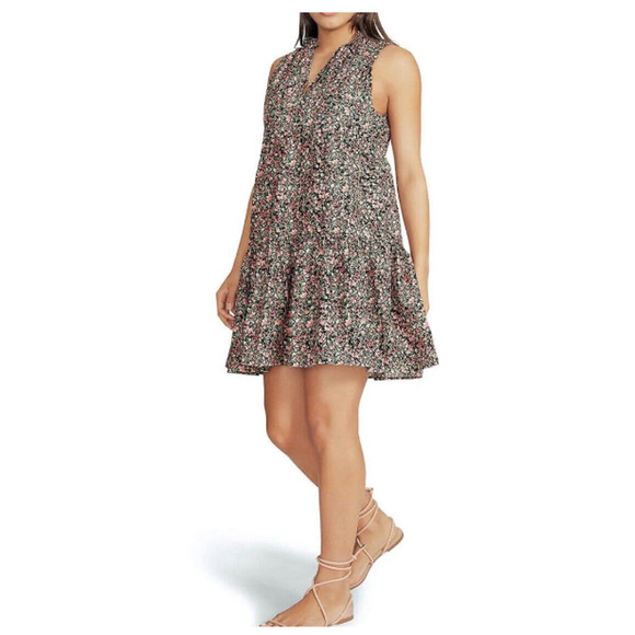 NWT BB Dakota Steve Madden Black Floral Ditsy Ruffle Tiered Short Dress XXL - Picture 1 of 8